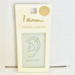 I Am Sterling Silver 925 Gold Plated Earrings New Minor Wear To Box One Ear
